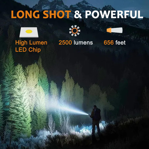 Linterna Táctica Led Con 5 Modos De 2500 Lúmenes Impermeable
