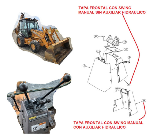 Plasticos Mando Trasero Para Case 580m 580n 5 Palancas #1 #2