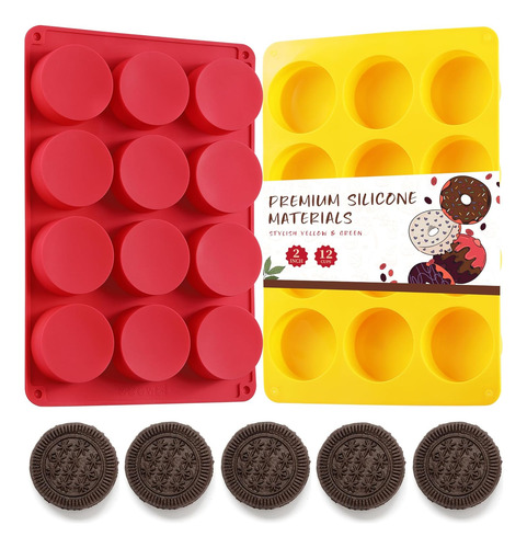 2 Moldes De Silicona Redondos Para Galletas Oreo Y Chocolate