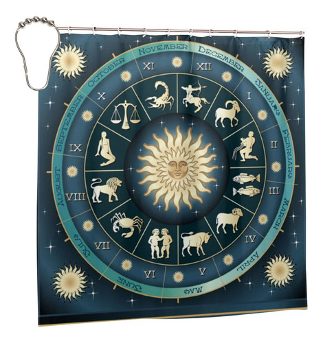 Cortina De Ducha De Astrología, Con Signos Del Zodíaco En.