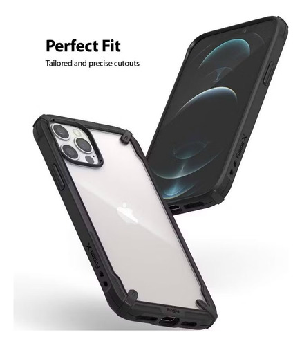 Carcasa Ringke Fusion-x Para iPhone 12/12 Pro - Clear Black
