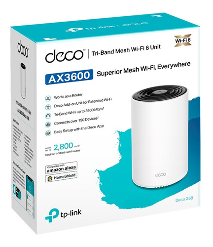 Deco X68 (1-pack) Sistema Mesh Wi-fi 6 Ax3600 Gran Cobertura