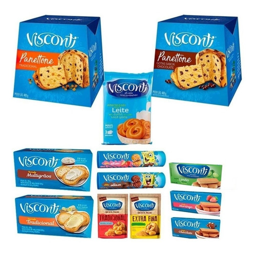 Imagem 3 de 5 de Cesta De Natal Visconti Gr Panetone E Chocotone Kit Com 3 Un