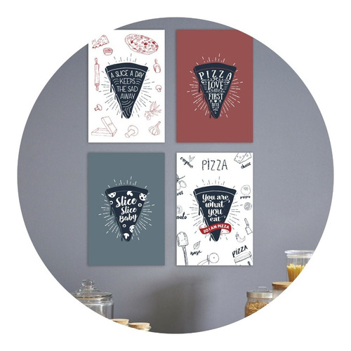 Placas Decorativas Mdf Frases Pizza 20x30cm Kit 4un