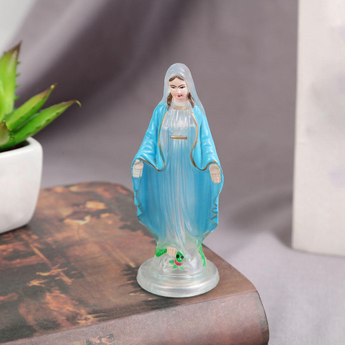 Madre Virgen María Estatuilla 10cm Abrigo Azul Claro