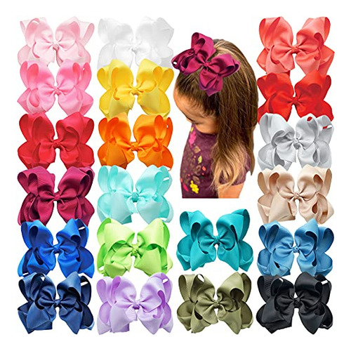 Lazos Pelo Niñas 6puLG - 20 Colores - Doble Capa - Pinzas
