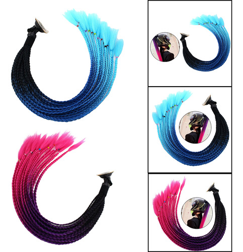 2 Pcs 55cm Capacete De Cabelo Pigtail Gradient Rabo De