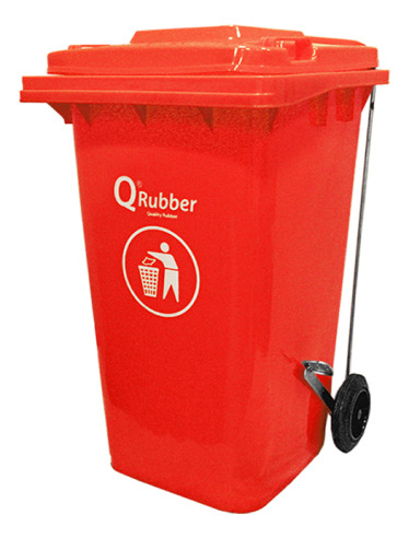 Contenedor De Basura Qrubber 240 Lts. Con Pedal Rojo