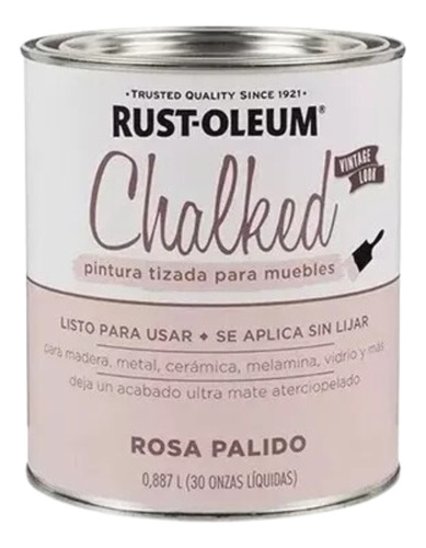 Esmalte Sintetico Chalked Tiza Rust Oleum Rosa Palido 1lt 