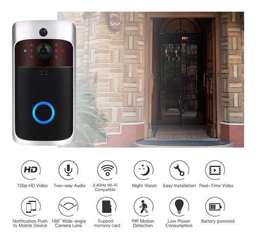 Video Portero Wifi Con Sensor De Movimiento Visión Nocturna