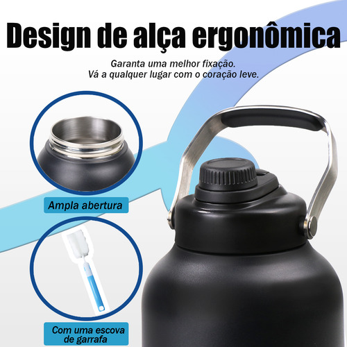 Garrafa Térmica Grande 1.89 Litros Aço Inox Com Alça