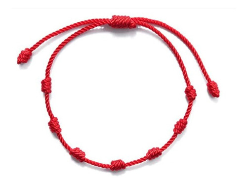 Imagen 1 de 4 de Pulsera 7 Nudos Cordel Rojo Para Protección Suerte