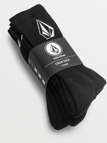 Calcetas Volcom Full Stone 3 Pack Black