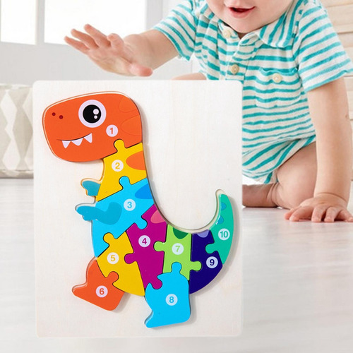 Rompecabezas De Madera Para Niños, Juguete Tiranosaurio