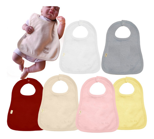 Babero Broche Bebé Algodón Plastificada Impermeable 6 Pz Nina