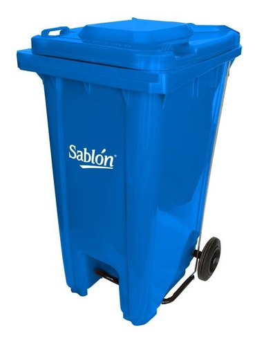 Bote 240 L Con Ruedas Y Pedal Color Azul