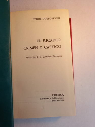 El Jugador -crimen Y Castigo 2 (dos Novelas) Dostoievski