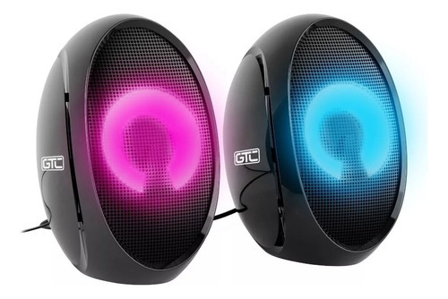 Imagen 1 de 4 de Parlantes Gtc Spg-148 Led 6w Jack 3.5mm Usb Pc Color Negro