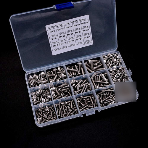Box - Juego De 500 S Y Tuercas De Acero Inoxidable M3 M4 M5