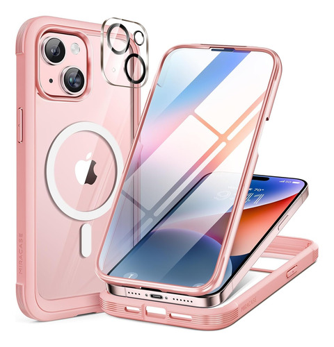 Funda Magnética Para iPhone 15, 15 Plus, 15 Pro, 15 Pro Max, Con Protector De Pantalla De Cristal, A Prueba De Caídas Militares, Protector Magsafe