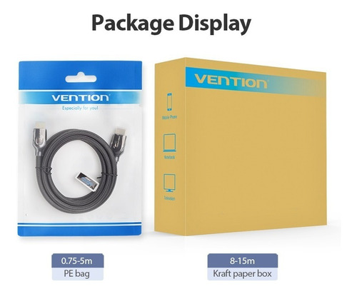 Cable Hdmi 2.0 Certificado 2 M Trenzado 4k 18 Gbps Vention