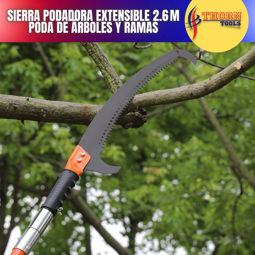 Sierra De Pértiga Extensible 8m Para Poda Con Hoja Acero Color Naranja