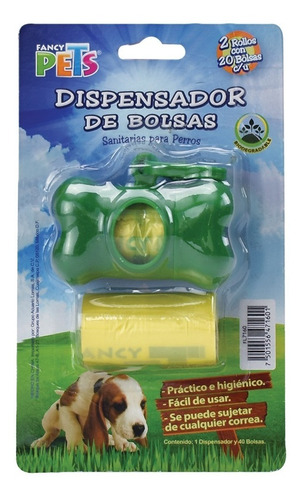 Dispensador Huesito C/40 Bolsas Desechables Fancy Pets Perro