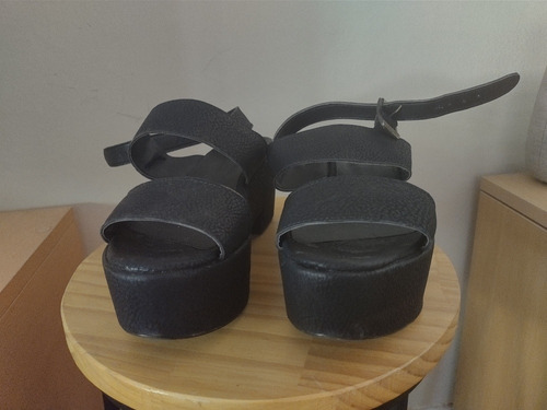 Sandalias Plataforma Lucia Nux Talle 37 Negras Poco Uso