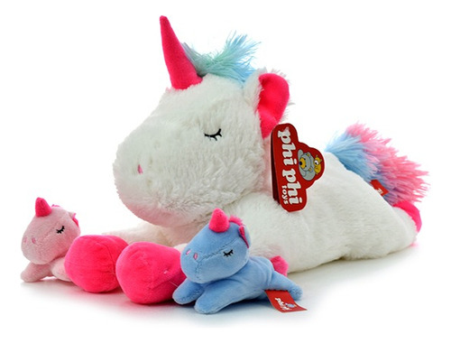 Mama Unicornio Con 2 Hijos Peluche Juguete     