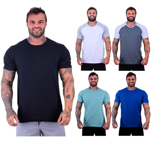 Kit 5 Camisetas Tradicionais Masculinas Cores Básicas Lisas