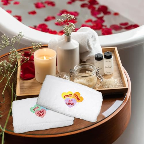 2 Toallas De Mano De San Valentín De Algodón Bordadas Con Co