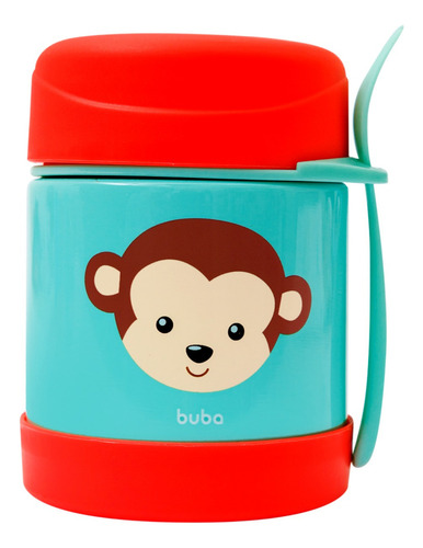 Pote Térmico Buba Infantil Bebê Fun Animal Com Talher Cor Macaco