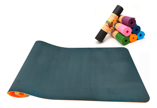 Mat De Yoga Double Color Tpe 183 X 61 X 0.6 Cm Verde/naranja