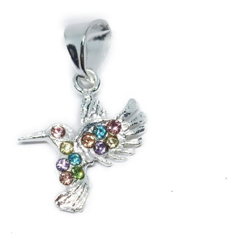 Dije De Colibri Zirconias De Plata 925 Charm Estuche A1