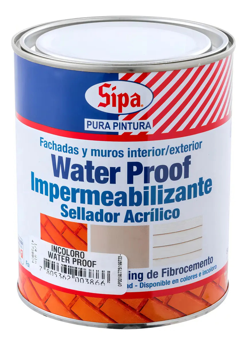 Sipa Protección Water Proof Incoloro 1 L Impermeabilizante Acabado Semibrillo