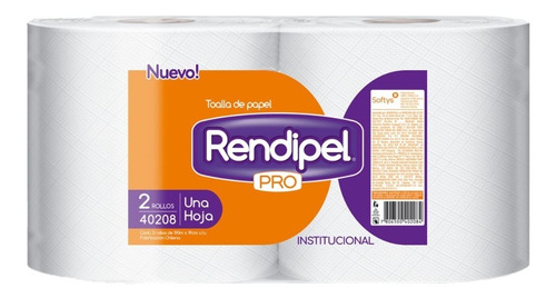 Imagen 1 de 1 de Toalla De Papel Industrial Rendipel 2 Rollos * 190 Mts C/u
