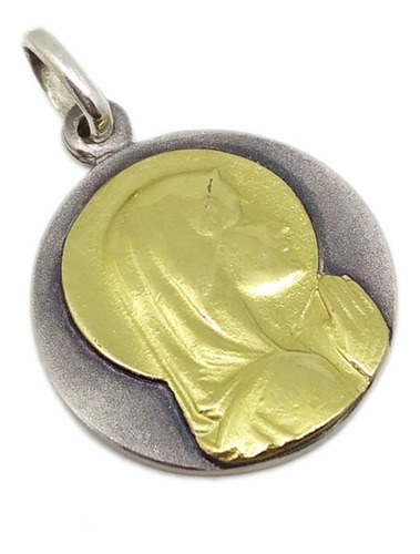 Medalla Virgen Niña - Plata 925  Y Oro 18k - 20mm