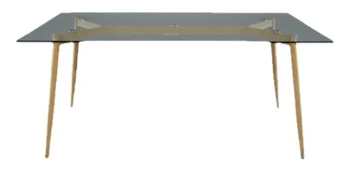 comprar Mesa Iriarte Ferra 140x80 Vidrio Templado Base Simil Madera