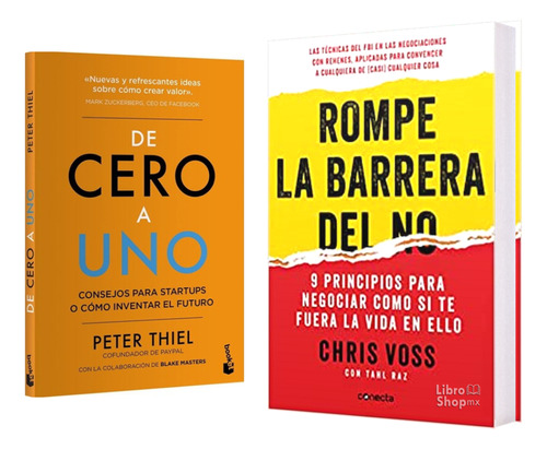 De Cero A Uno Peter Thiel + Rompe La Barrera Del No 2 Libros