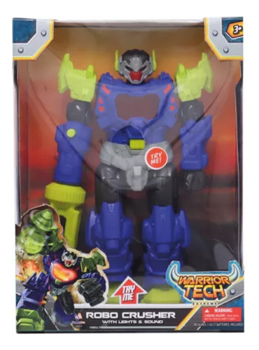 Robot Grande Crusher Con Luz Y Sonido Warrior Tech Juguete Color Azul