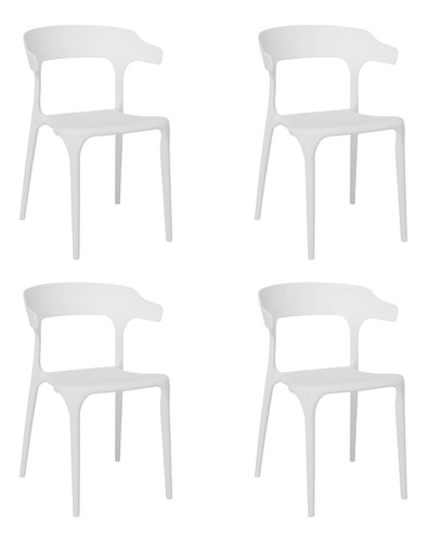 Silla Niviko Living Comedor Jardin Set X4 Plastica Apilable