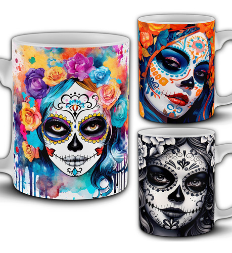 Plantillas Sublimar Tazas Catrinas Día De Muertos + Previas