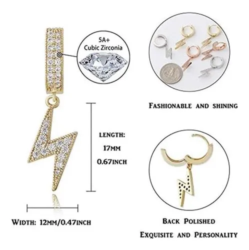 Topgrillz Pendientes Con Forma De Rayo Para Hombres Y Mujere