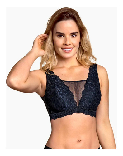 Leonisa Bralette Encaje Talla L Color Negro 91014