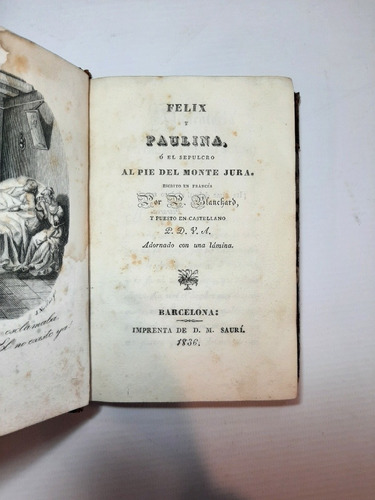 Antiguo Libro Fenix Y Paulina Pierre Blanchard 1836 Ro 823