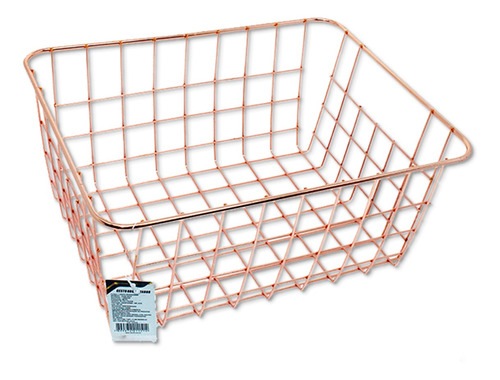 Cesto Metal Aramado Rose Gold 22x13 Organizador Decorativo