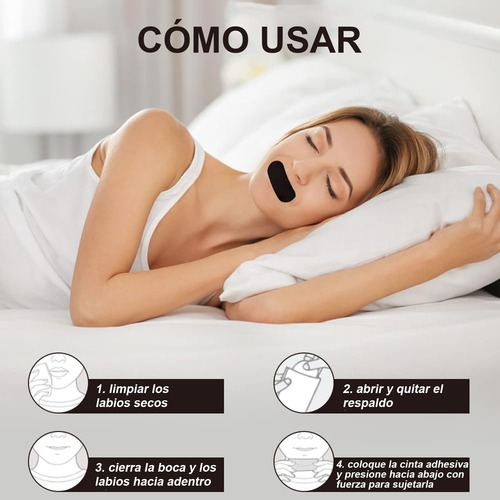 Tiras Bucales Desechables Anti Ronquidos 60pc Antirronquidos Negro Anti-snoring Chin