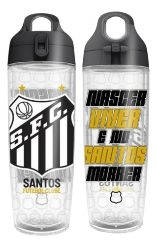 Garrafa Squeze Santos Licenciada Esporte 600ml Cor Preto / Santos | Spc