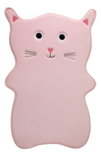 Tapete Pelúcia Gatinho Infantil Decora Antiderrapante 80cm Cor Rosa