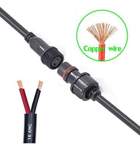 Conectores Impermeables Yetor 2 Pines, 16awg Macho Hembra